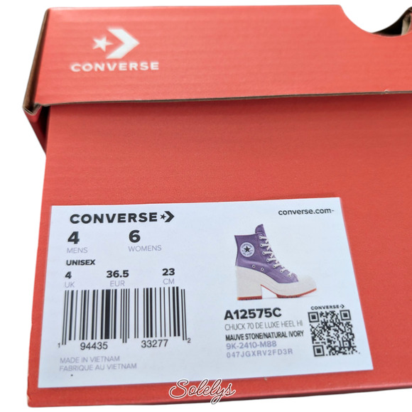 Converse Chuck 70 De Luxe Heel Mauve Stone Grey Purple Platform Sneaker Womens 6 - Picture 6 of 9